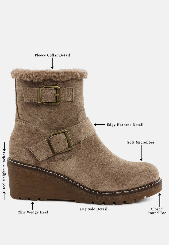 faux fur harness boots by mode#color_taupe