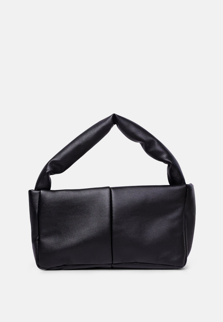 faux leather baguette bag#color_black