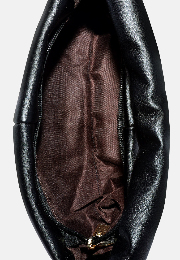 faux leather baguette bag#color_black
