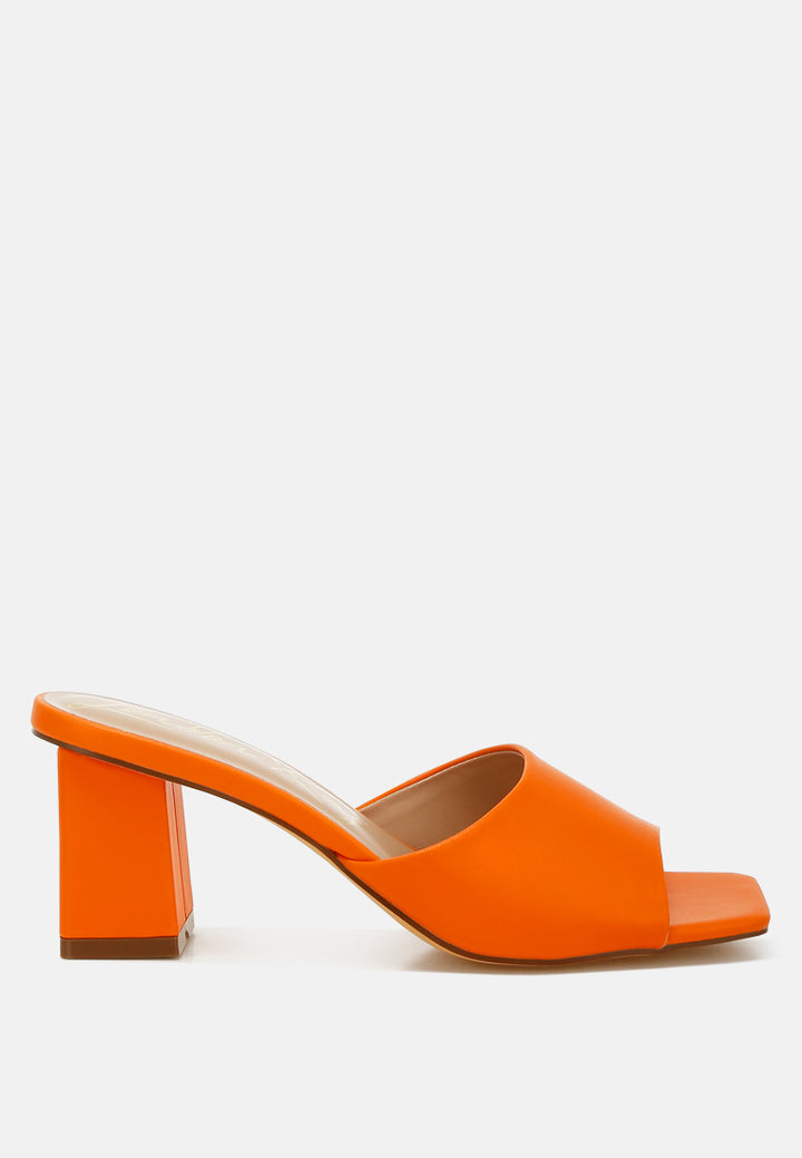 faux leather block heel sandals #color_orange