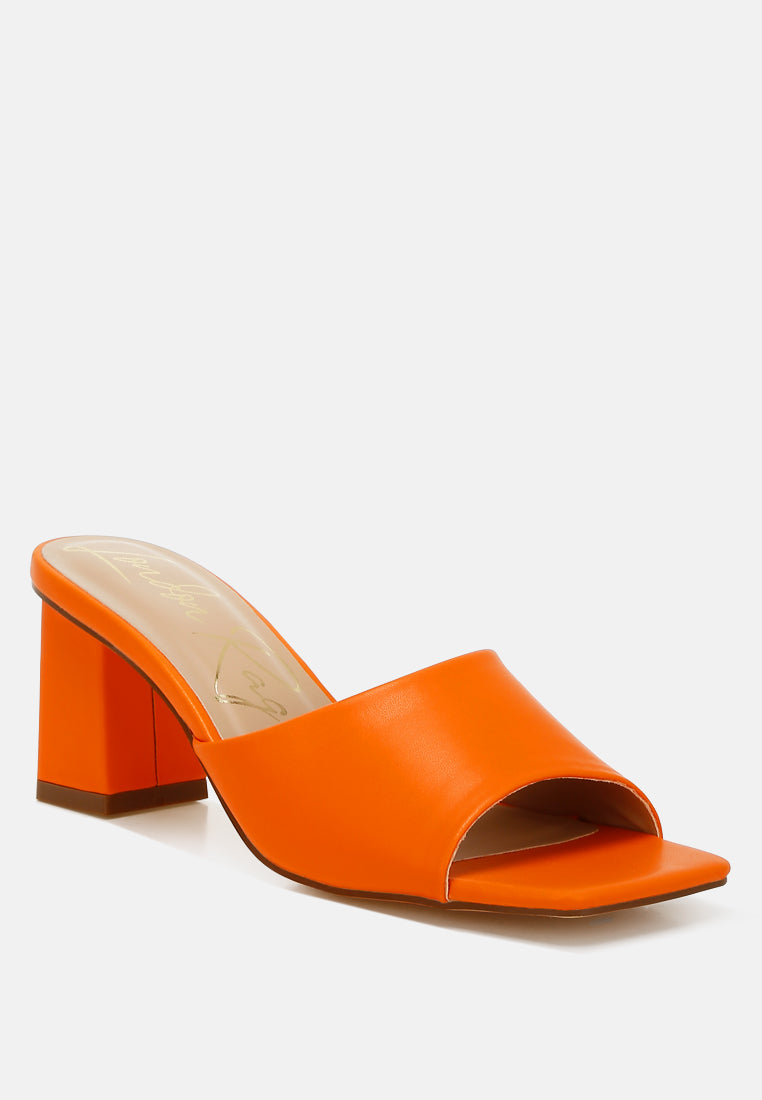 faux leather block heel sandals #color_orange