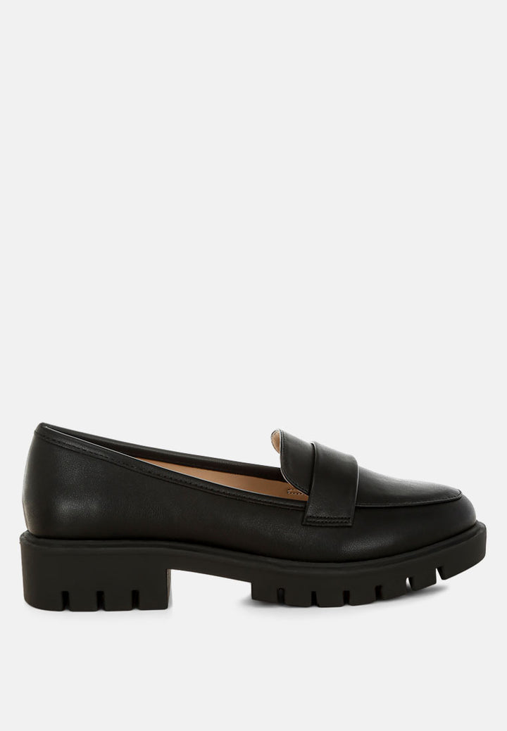 peridot faux leather chunky loafers#color_black