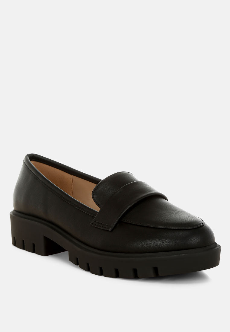peridot faux leather chunky loafers#color_black
