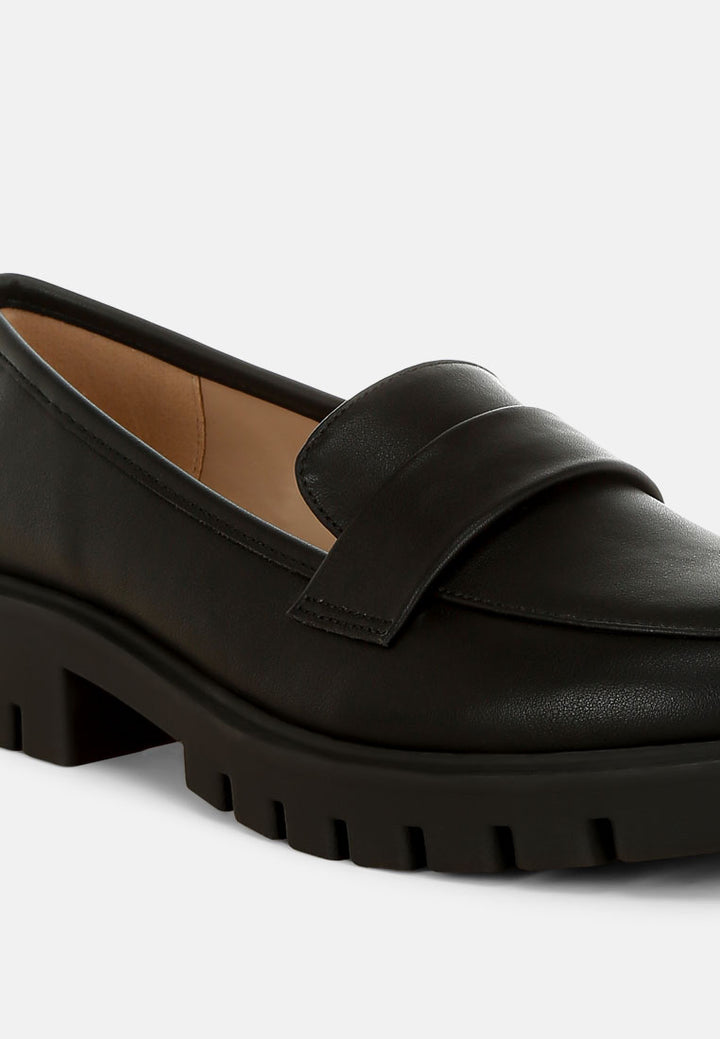 peridot faux leather chunky loafers#color_black