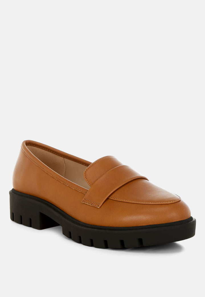 peridot faux leather chunky loafers#color_tan