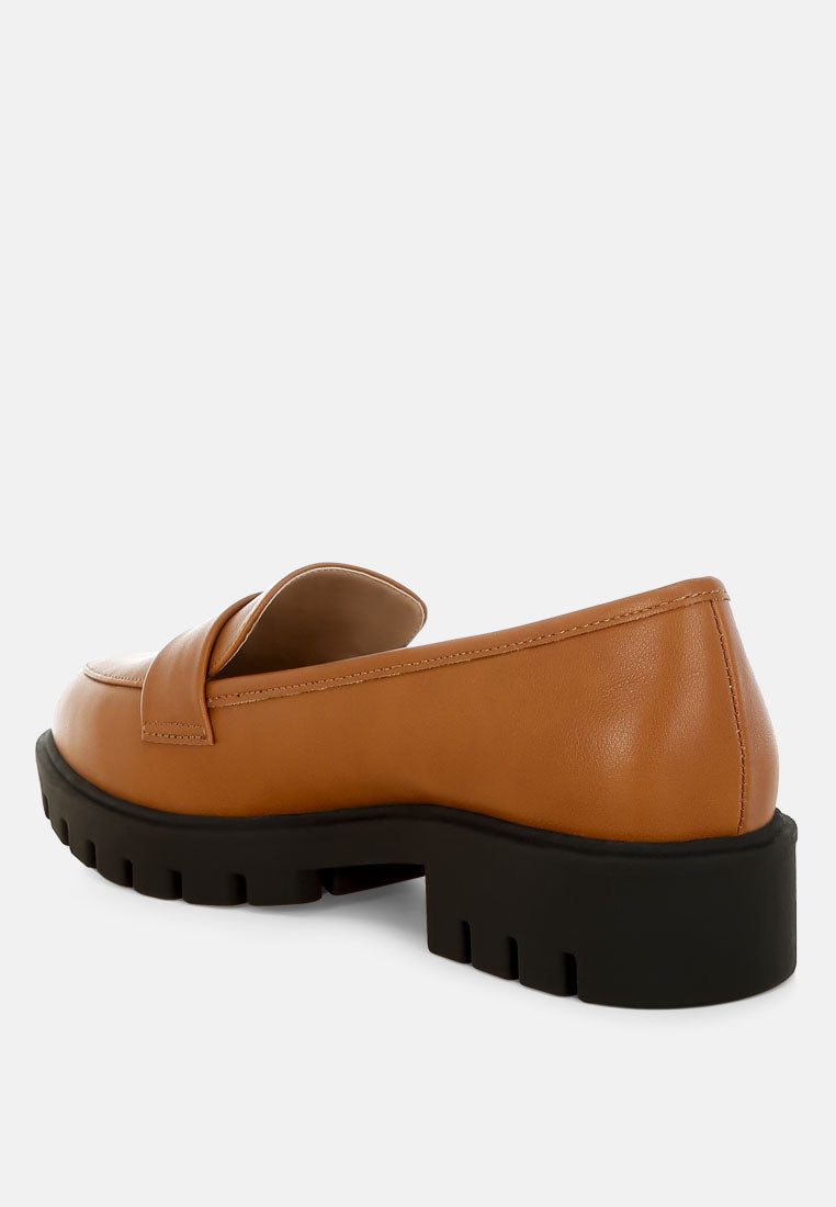 peridot faux leather chunky loafers#color_tan