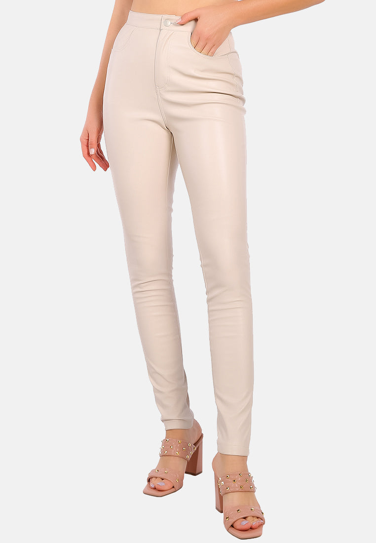 faux leather high waist skinny trousers#color_stone