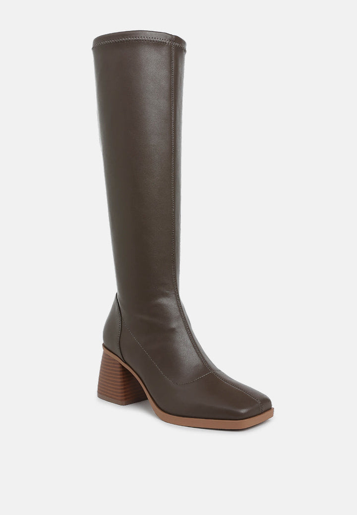 faux leather block heel boots by rag#color_brown