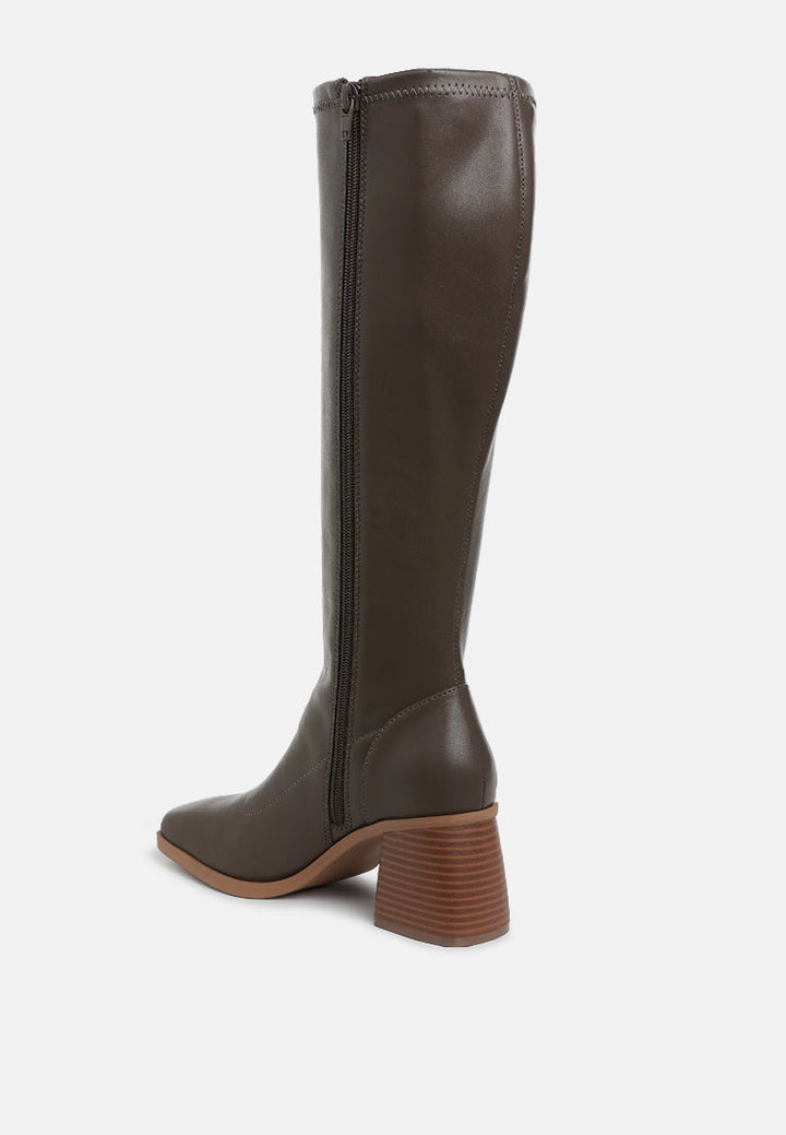 faux leather block heel boots by rag#color_brown