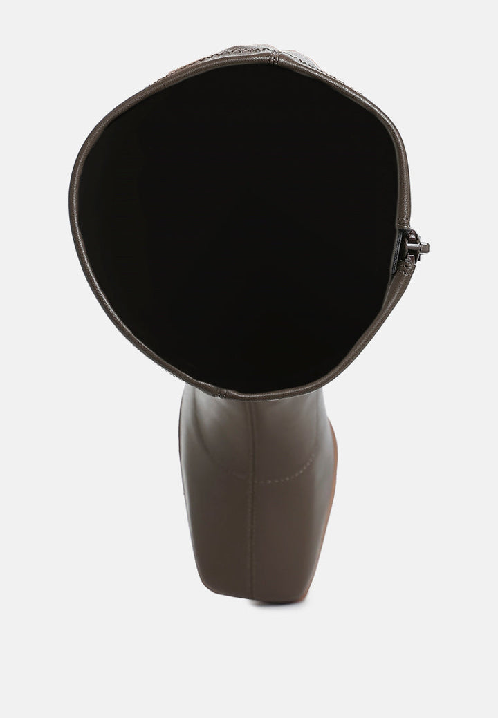 faux leather block heel boots by rag#color_brown