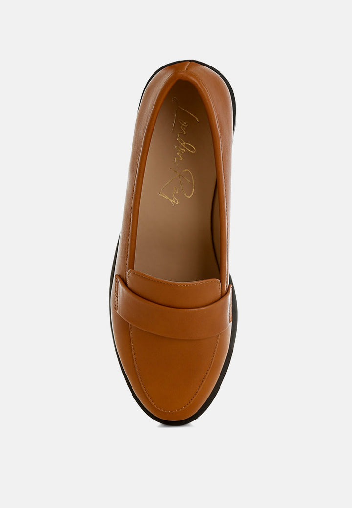 peridot faux leather chunky loafers#color_tan