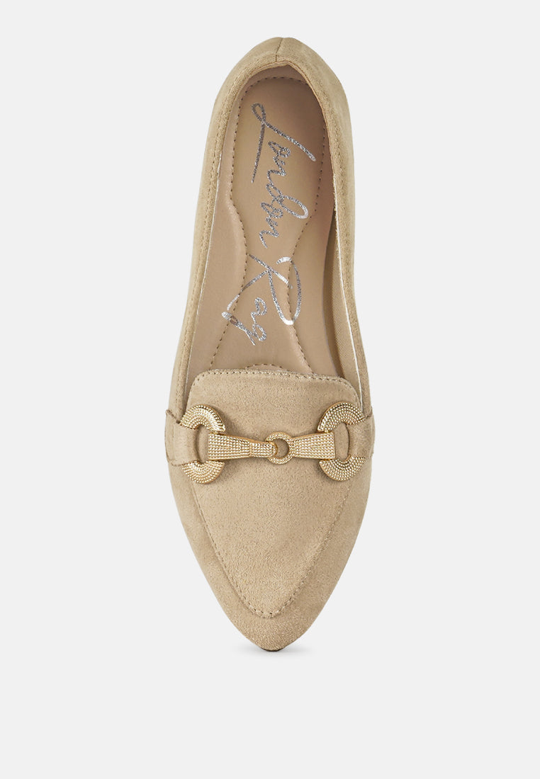 horsebit detail flexible loafers by mode#color_beige