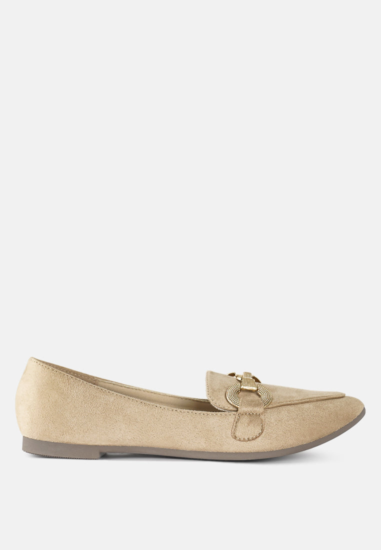 horsebit detail flexible loafers by mode#color_beige