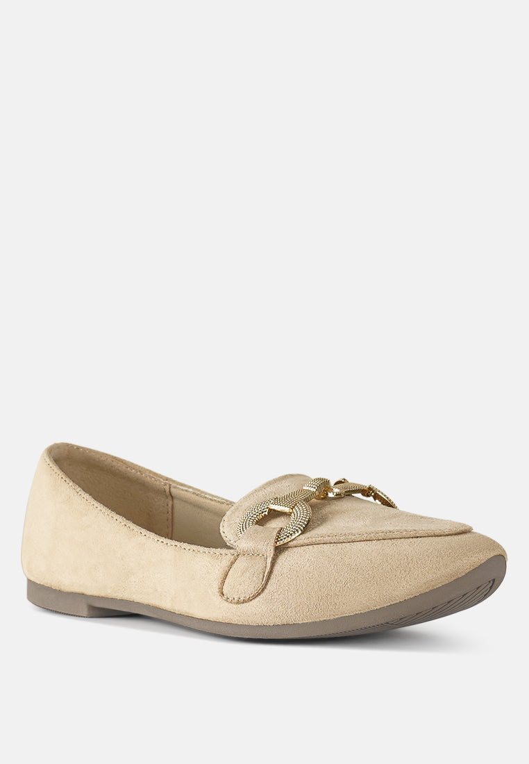 horsebit detail flexible loafers by mode#color_beige