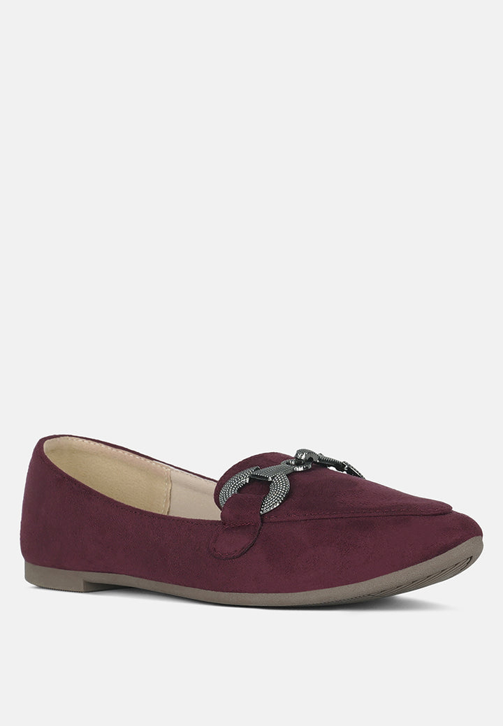 fembot horsebit detail flexible loafers#color_burgundy