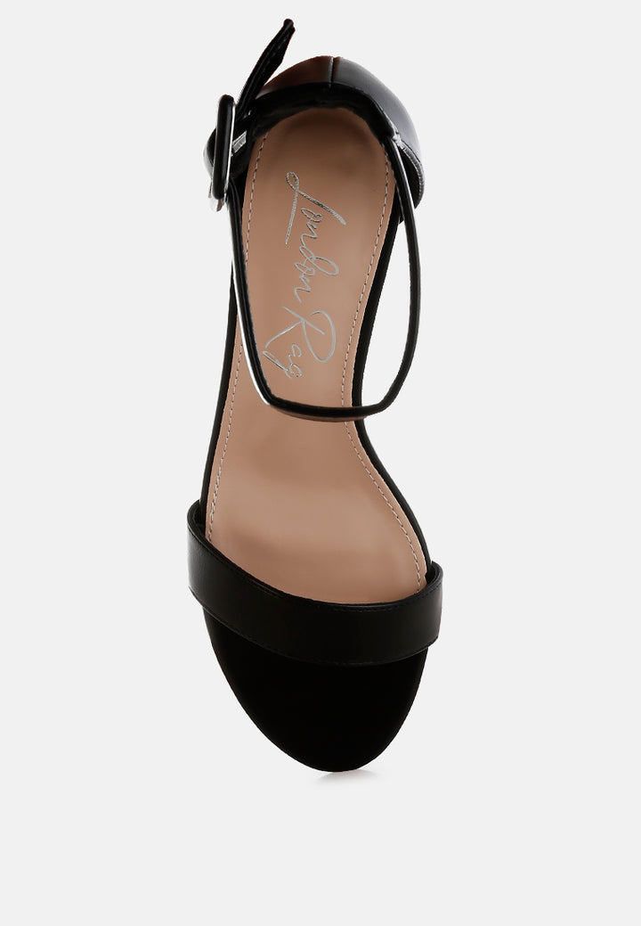 sandal tumit kucing kulit imitasi dengan mode#color_black