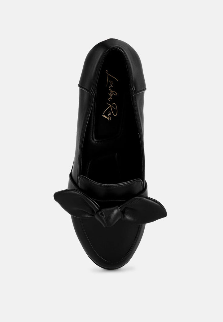 ferul big bow detail loafers#color_black-smooth