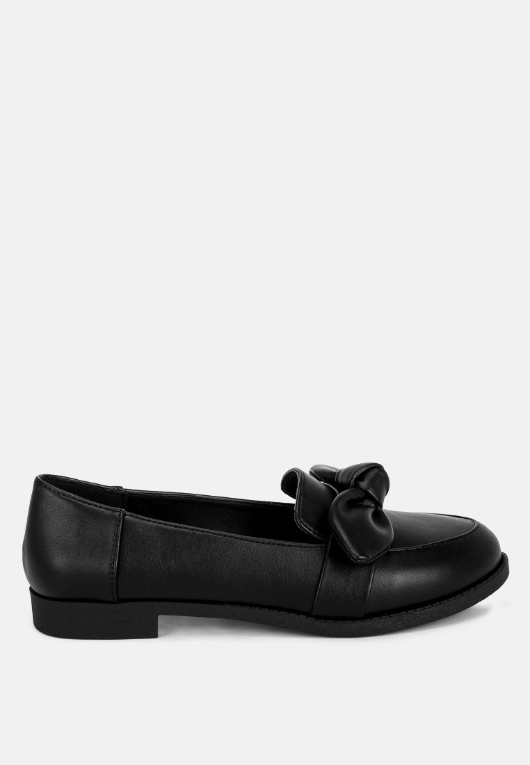 ferul big bow detail loafers#color_black-smooth