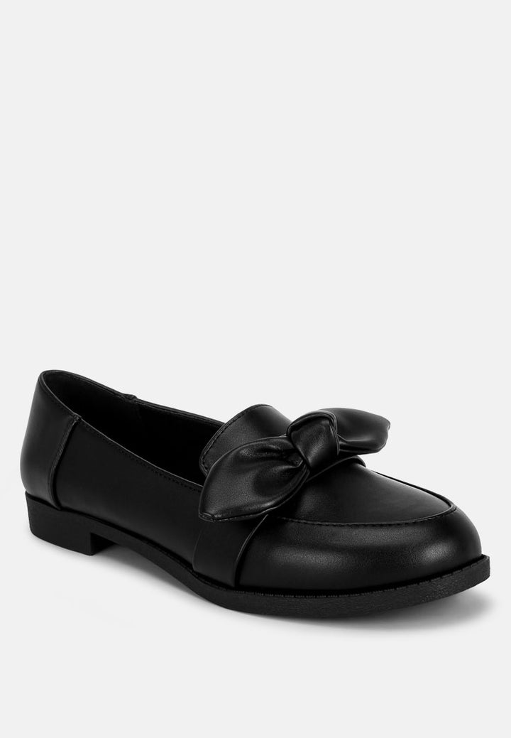 ferul big bow detail loafers#color_black-smooth