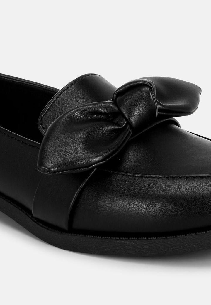 ferul big bow detail loafers#color_black-smooth