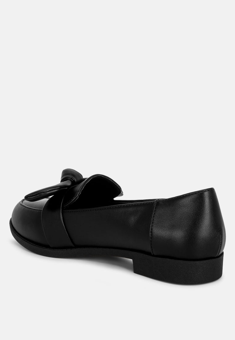 ferul big bow detail loafers#color_black-smooth