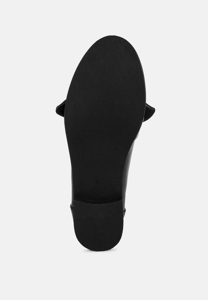 ferul big bow detail loafers#color_black-smooth