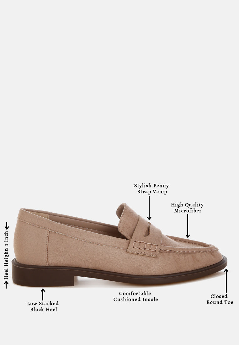 fhalko penny strap low block heel loafers by ft#color_beige-microfiber