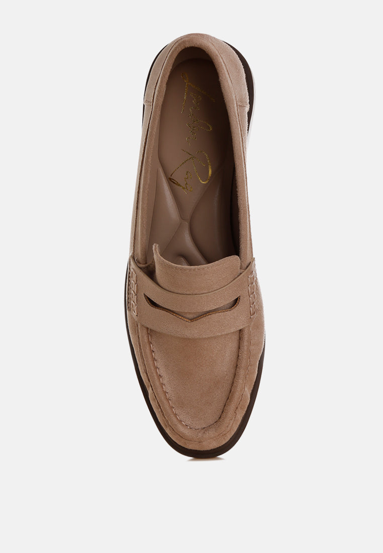 fhalko penny strap low block heel loafers by ft#color_beige-microfiber