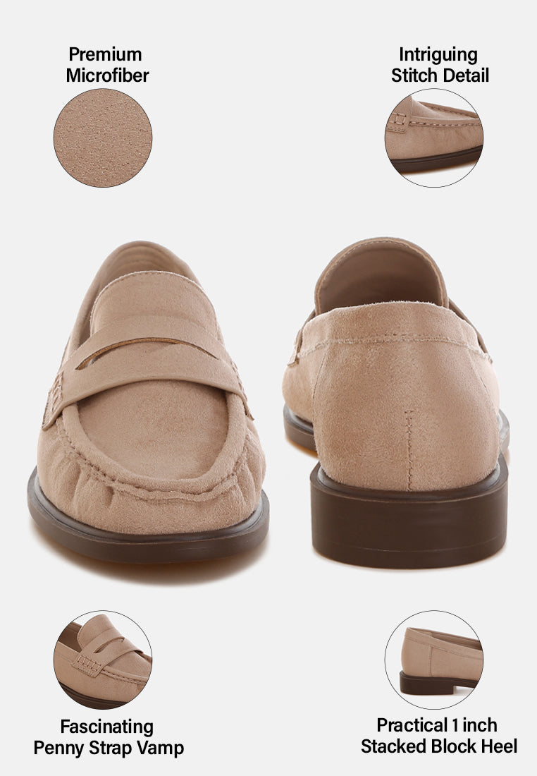 fhalko penny strap low block heel loafers by ft#color_beige-microfiber