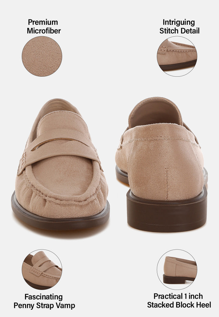 fhalko penny strap low block heel loafers by ft#color_beige-microfiber
