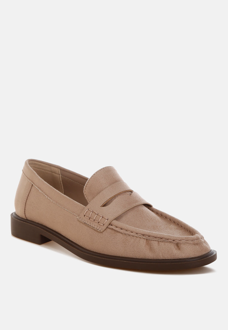 fhalko penny strap low block heel loafers by ft#color_beige-microfiber