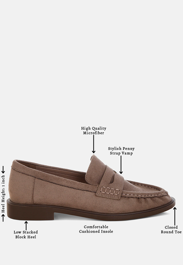 fhalko penny strap low block heel loafers by ft#color_taupe-microfiber