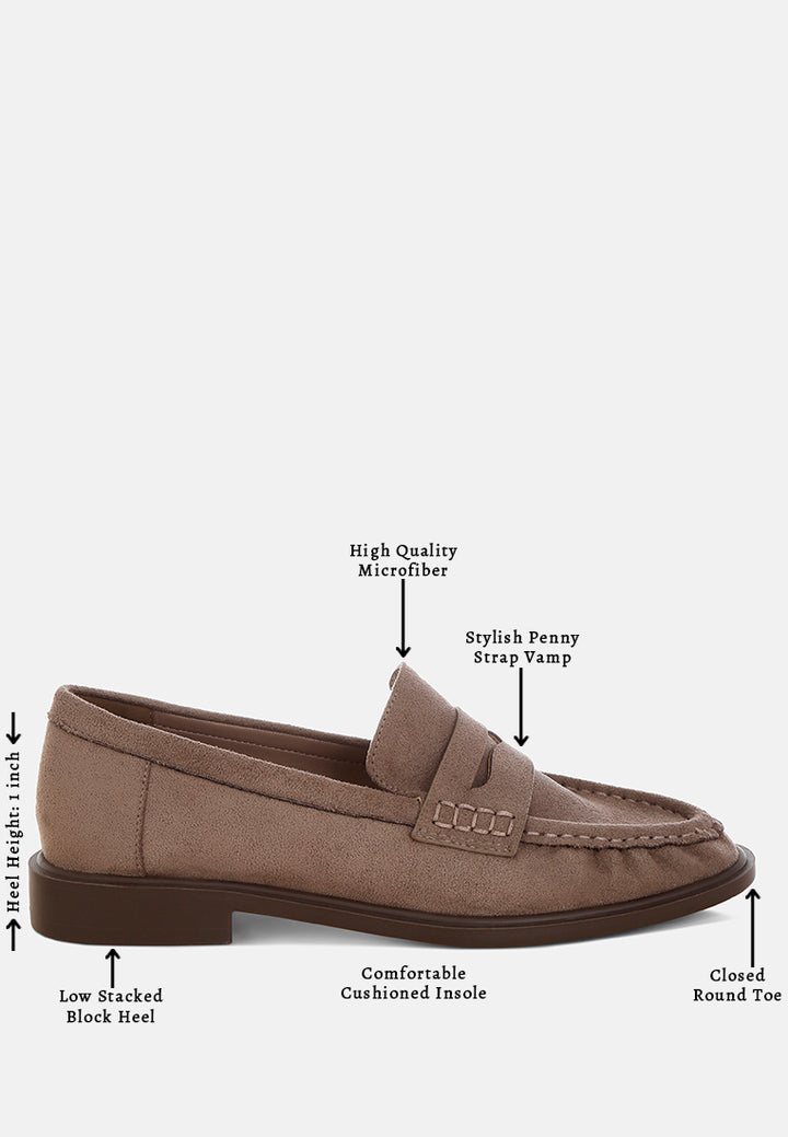 fhalko penny strap low block heel loafers by ft#color_taupe-microfiber