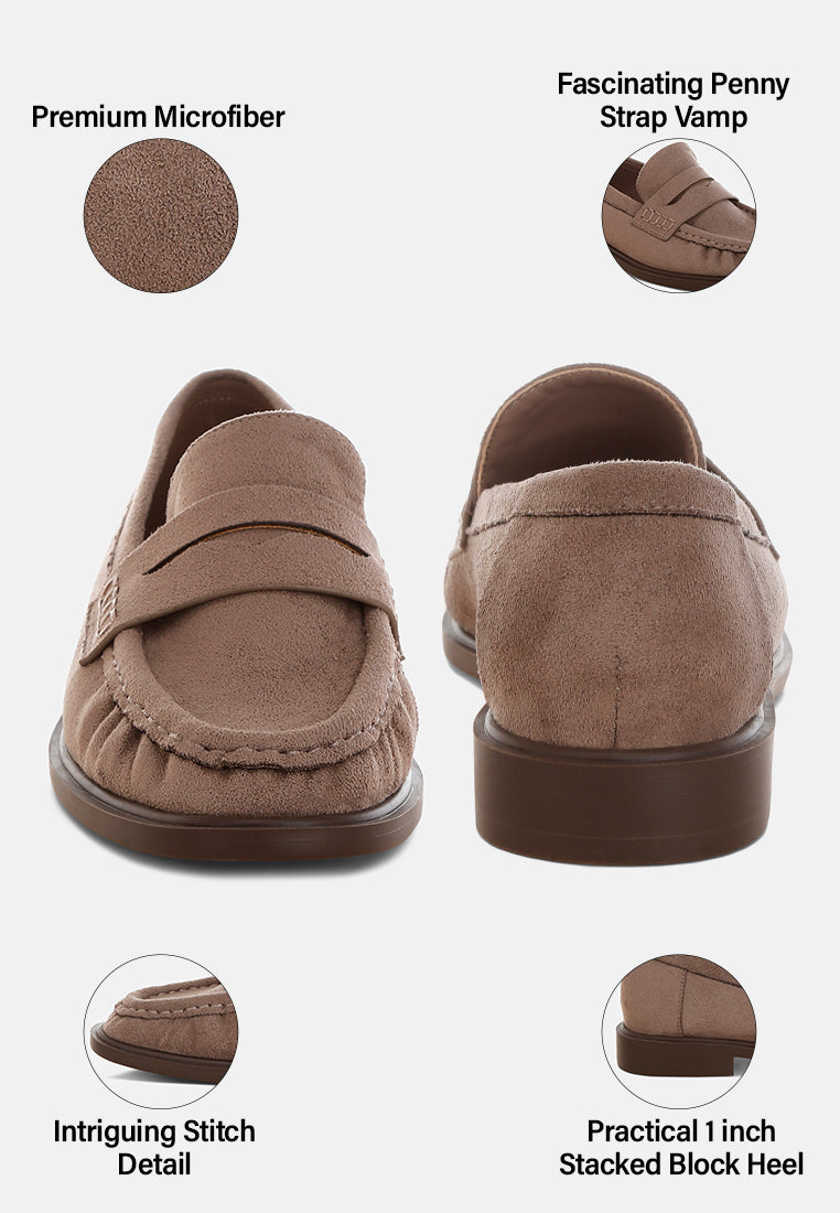 fhalko penny strap low block heel loafers by ft#color_taupe-microfiber