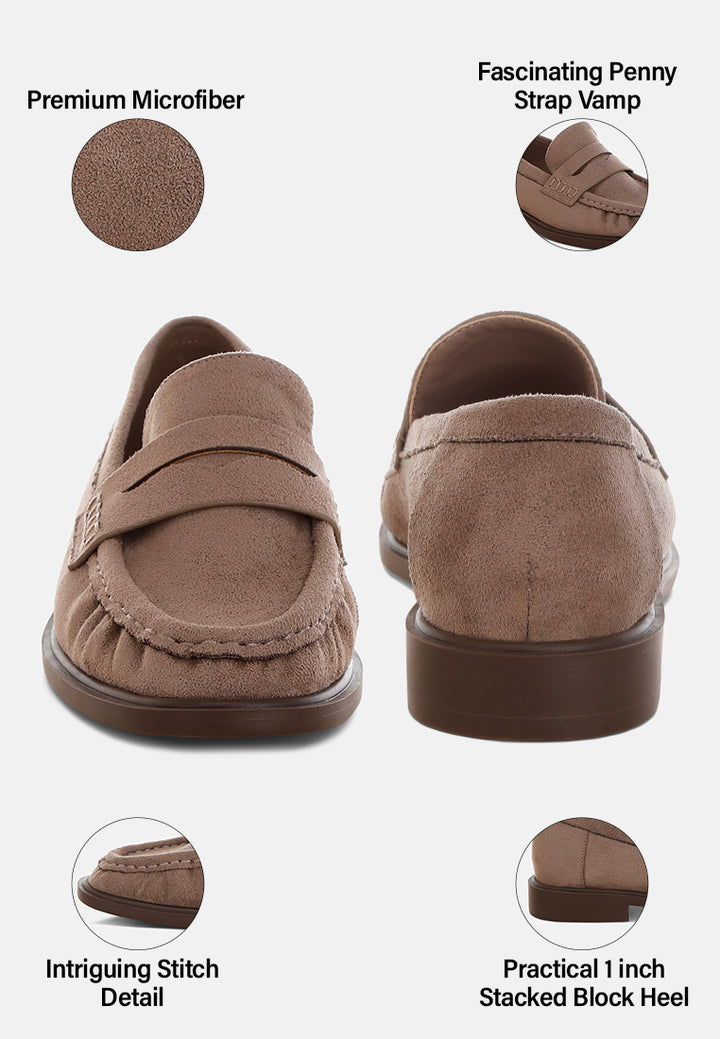 fhalko penny strap low block heel loafers by ft#color_taupe-microfiber