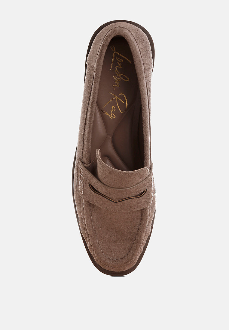 fhalko penny strap low block heel loafers by ft#color_taupe-microfiber