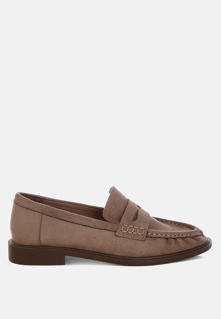 fhalko penny strap low block heel loafers by ft#color_taupe-microfiber