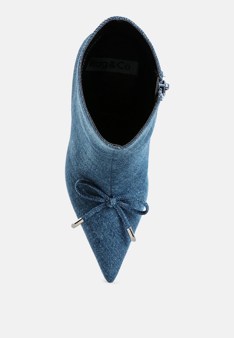 flapper bow detail denim ankle boots#color_denim