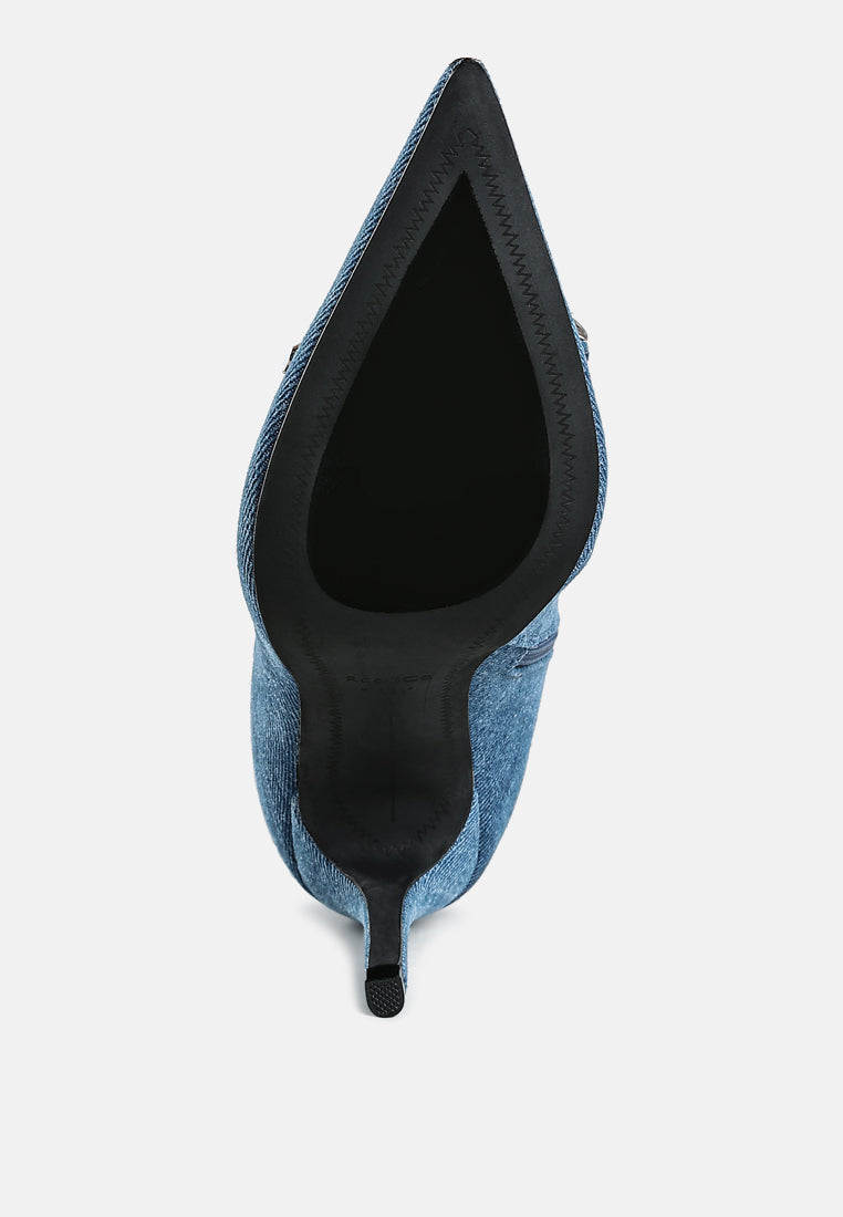 botines de mezclilla con detalle de lazo tipo flapper#color_denim