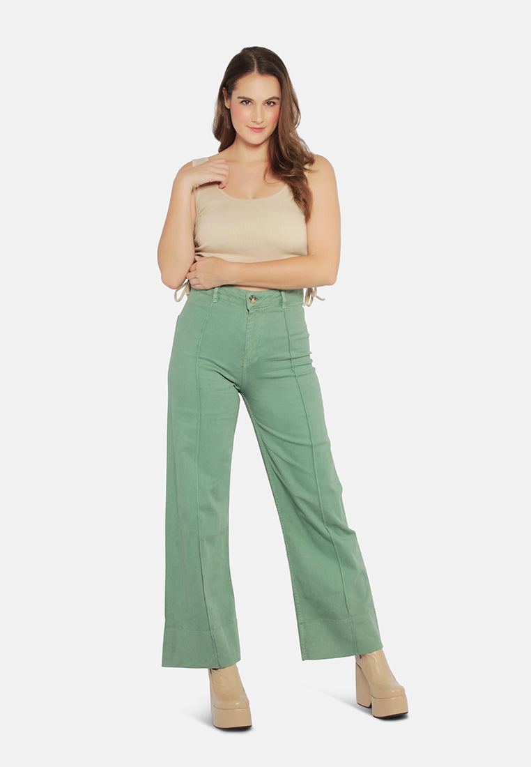 flared pants for women#color_green