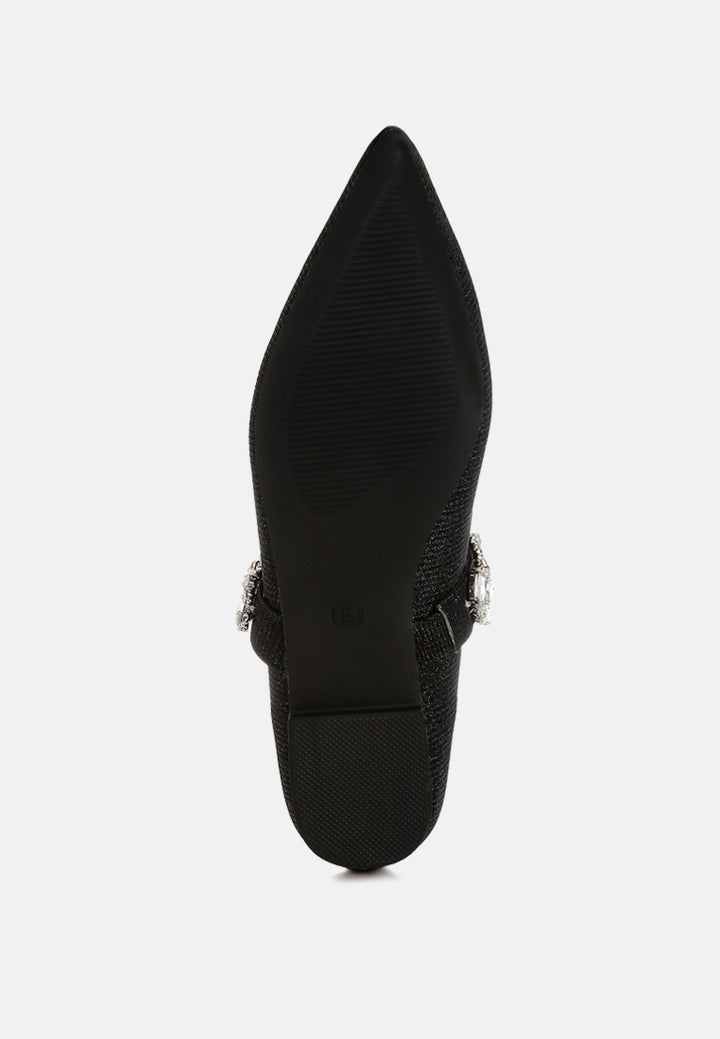 diamante brooch glitter ballerinas by ruw#color_black