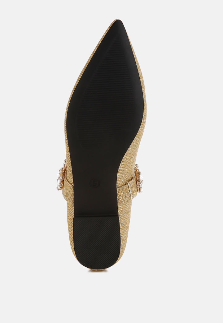 diamante brooch glitter ballerinas by ruw#color_gold