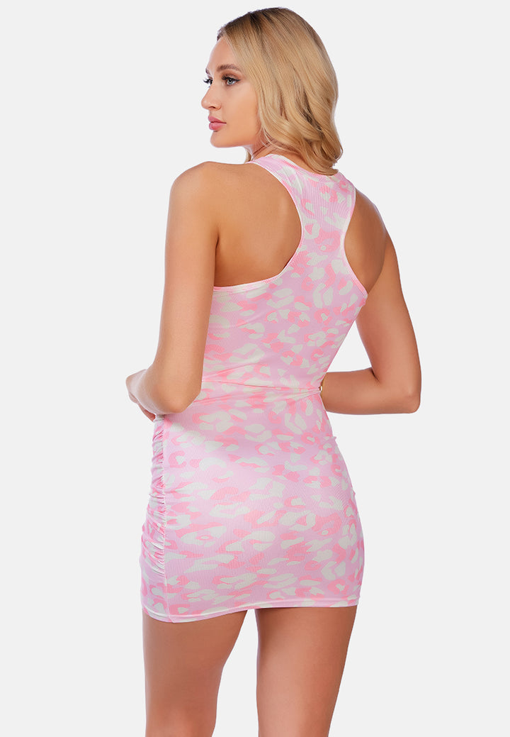floral print ruched bodycon dress by ruw#color_dusty-pink
