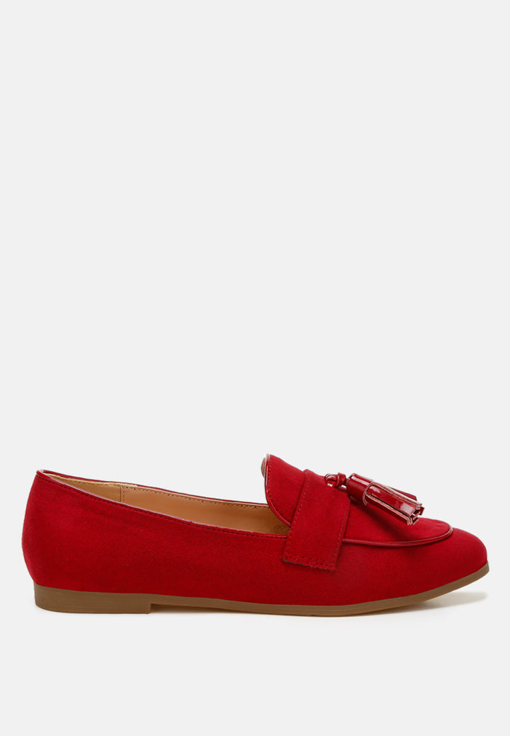 folklore micro suede tassel loafers#color_red