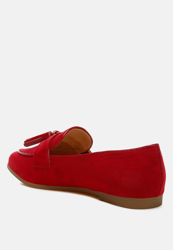 folklore micro suede tassel loafers#color_red