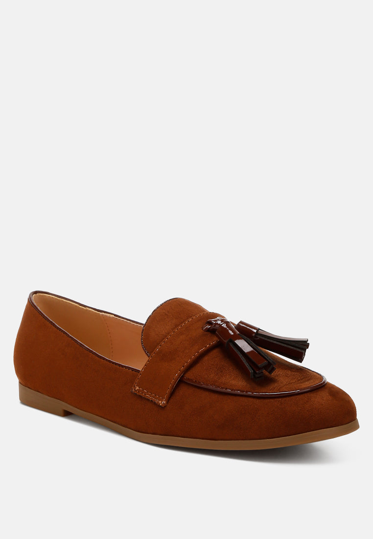 folklore micro suede tassel loafers#color_brown