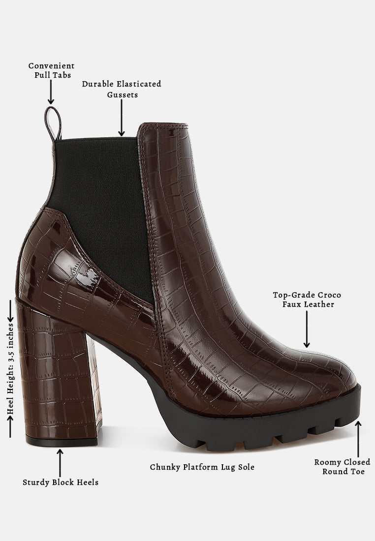 foxy faux leather croc chelsea boots#color_brown