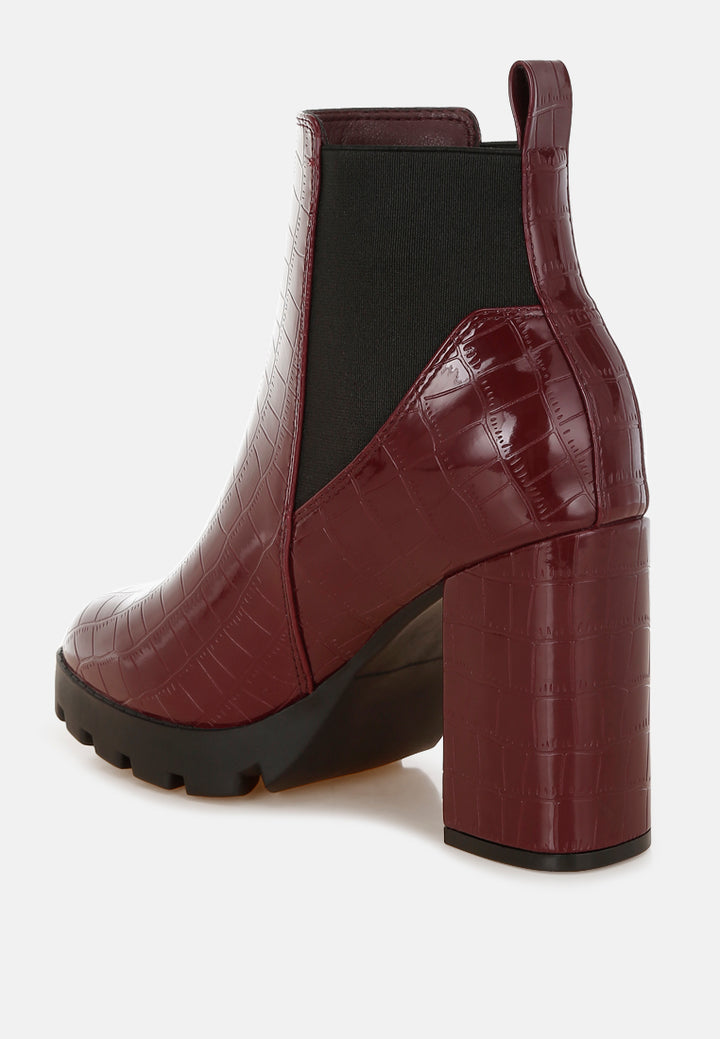 foxy faux leather croc chelsea boots#color_burgundy