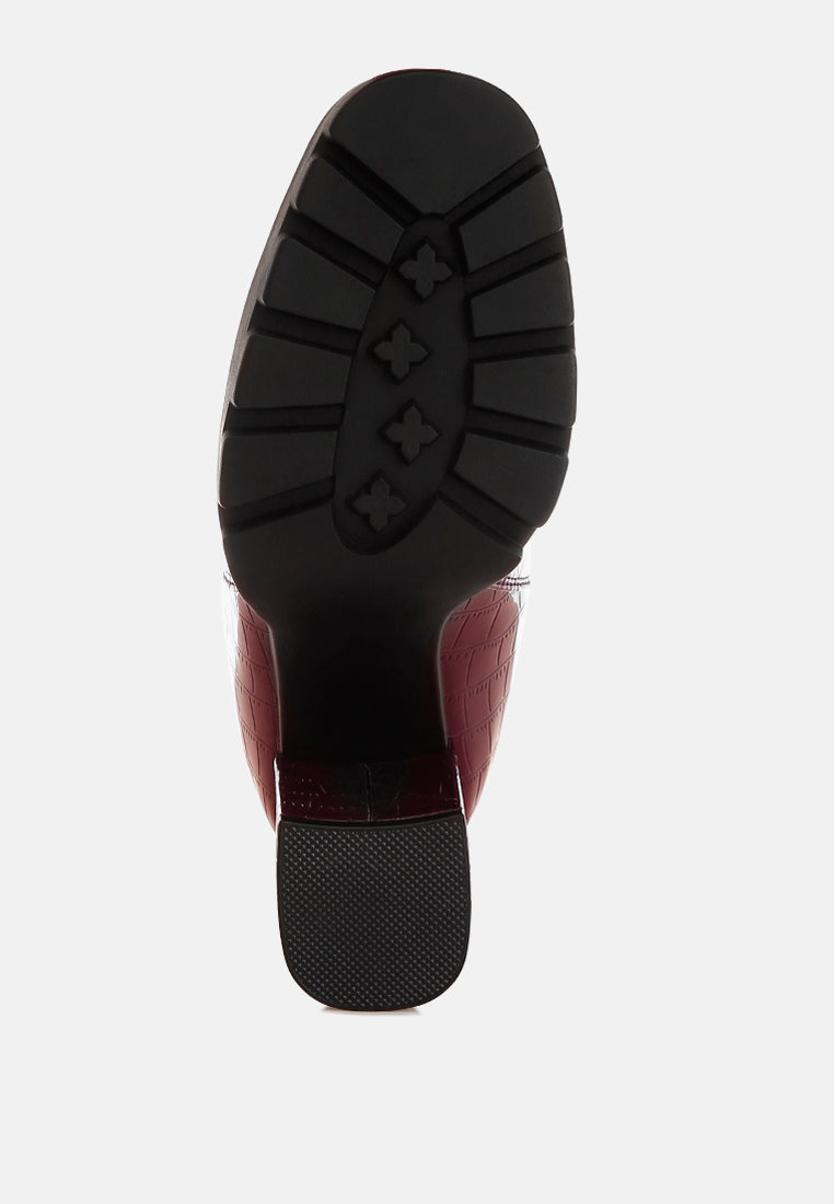 foxy faux leather croc chelsea boots#color_burgundy