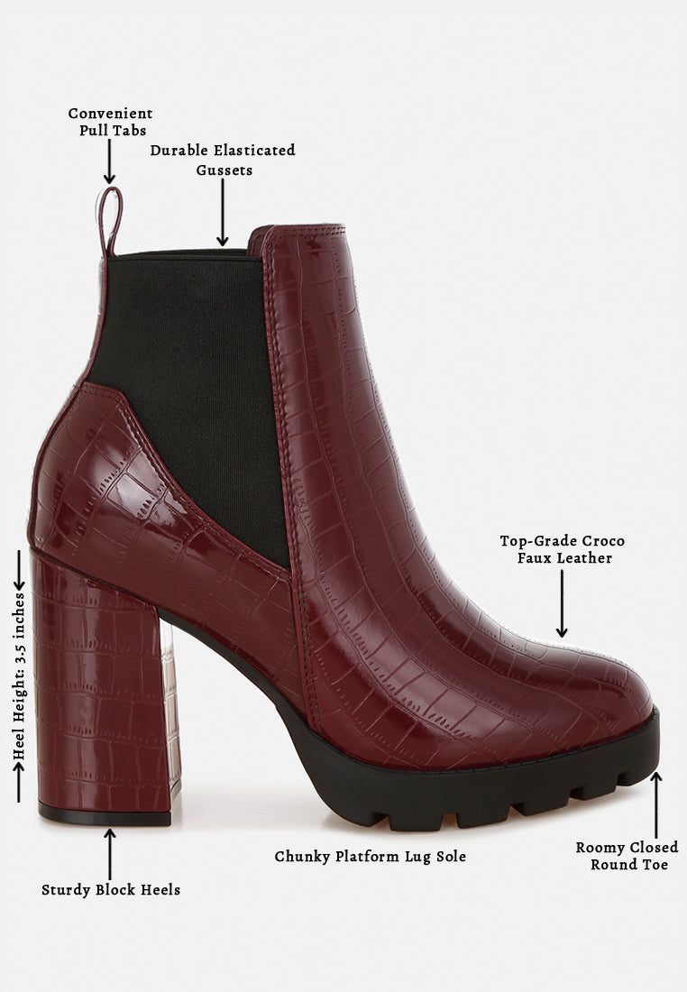 foxy faux leather croc chelsea boots#color_burgundy